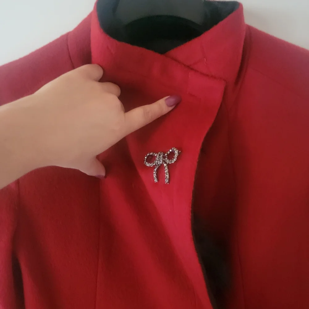 Blu Pepé | Faux Fur Wool Coat red Pea Coat medium